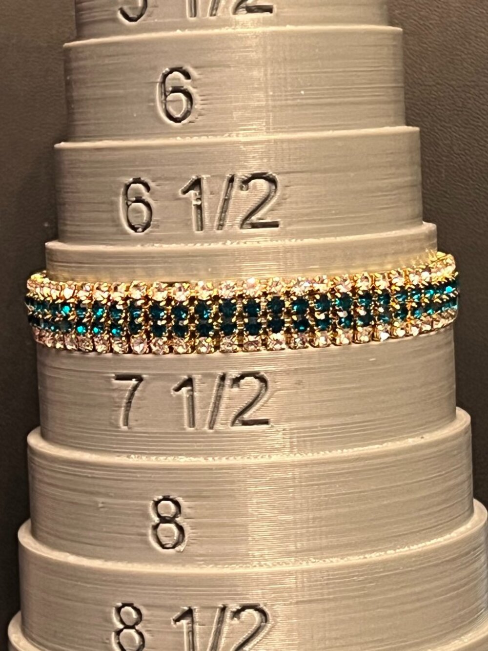 Sparkling Goldtone Teal and Crystal Tennis Bracelet (381)
